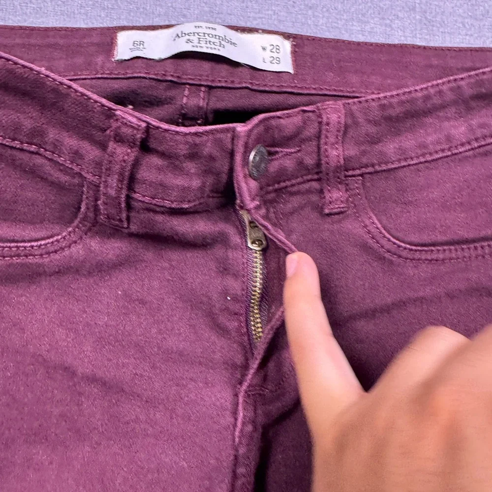 Abercrombie Fitch Purple Maroon Skinny Jeans Women's Size 6R Waist 28 Length 29 - Picture 6 of 11